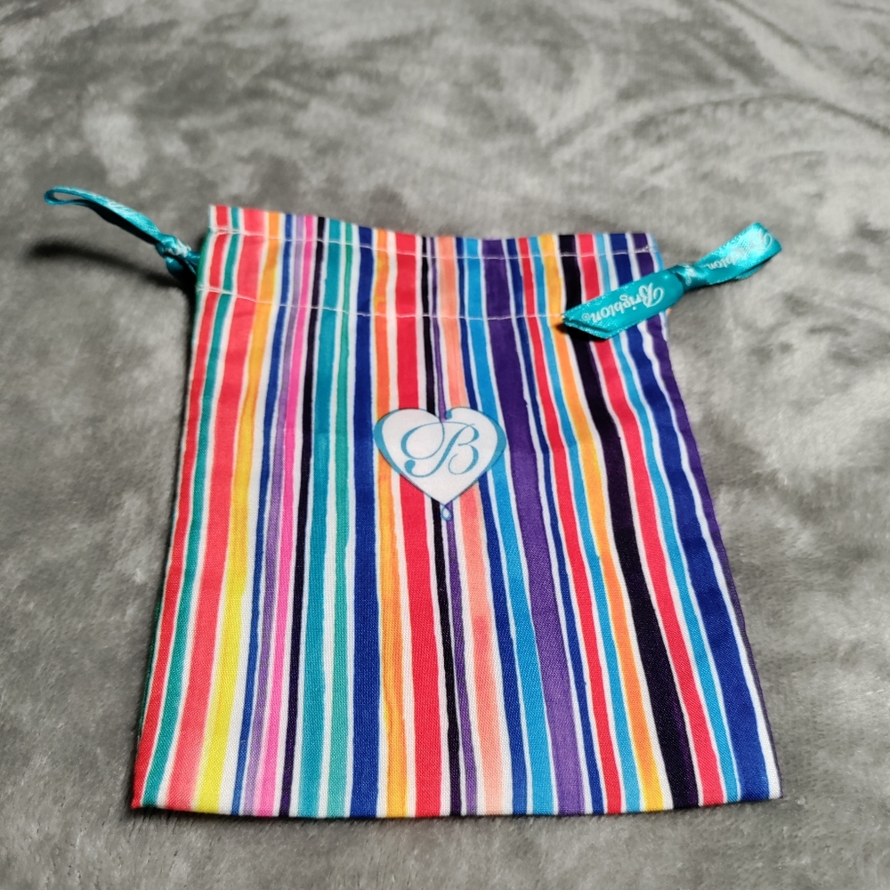 Brighton Cloth Storage Jewelry Drawstring Pouch Rainbow Striped